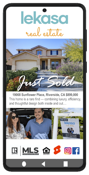 Phone display of Lekasa digital home marketing and online listing exposure